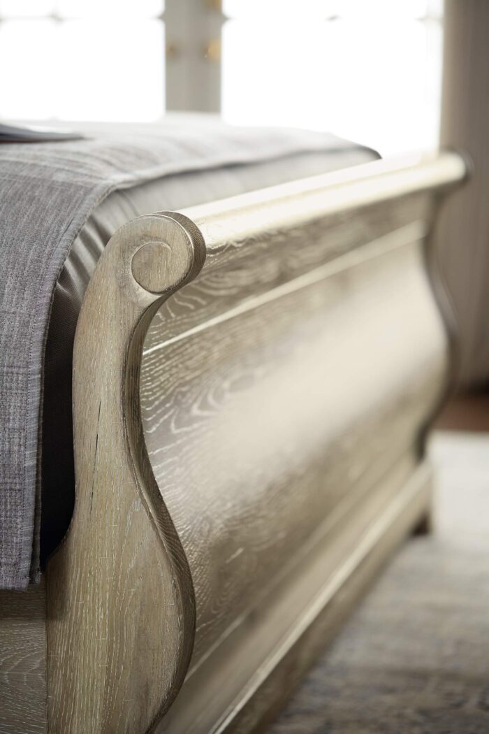 Rustic Patina Upholstered Sleigh Bed - Image 3