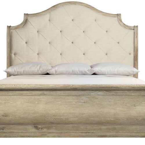 Rustic Patina Upholstered Sleigh Bed